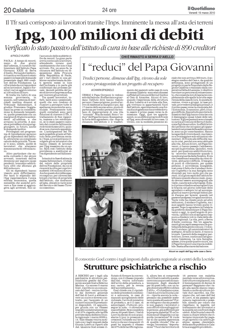 Il quotidiano 19-03-2010 pag 20 Il quotidiano 19-03-2010 pag 20